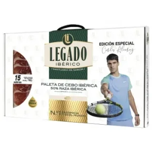 Maletín de Paleta de Cebo Ibérico 50% Raza Ibérica en Lonchas Elpozo sin Gluten y sin Lactosa 15 Sobres de 50 G