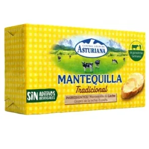 Mantequilla Tradicional sin Sal Central Lechera Asturiana sin Colorantes 250 G.