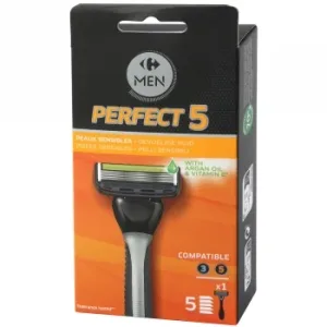 Maquinilla para Hombre Pieles Sensibles 5 Hojas Perfect 5 Carrefour Men 1 Ud.
