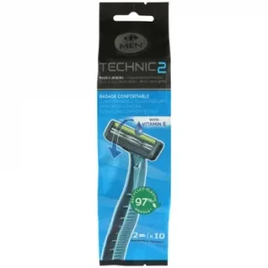 Maquinillas Desechables para Hombre 2 Hojas Technic2 Men Carrefour 10 Ud.