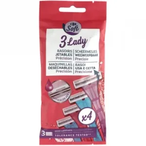 Maquinillas Desechables para Mujer 3 Hojas Carrefour Soft 4 Ud.