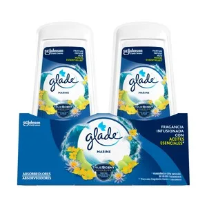 Glade Marine Ambientador Absorbeolores con Fragancia Infusionada con Aceites Esenciales 2 X 150 G. 300 G