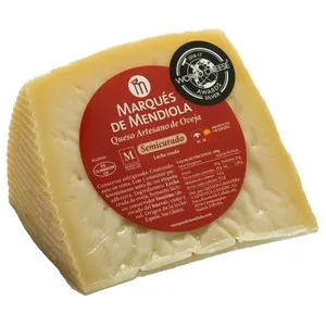 Marqués de Mendiola Queso de Oveja Semicurado Artesano, Cuña. 397.5 G
