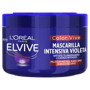 Mascarilla Intensiva Violeta Matizadora para el Pelo con Mechas, Decolorado Rubio o Gris Color Vive L'oréal Elvive 250 Ml.