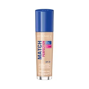 Rimmel Match Perfection Tono 101 Classic Ivory Base de Maquillaje con Complejo Hidratante, SPF 20.