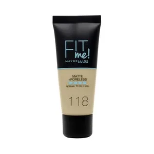 Maybelline Fit Me! 118 Light Beige Base de Maquillaje con Acabado Mate, para Pieles Normales a Grasas