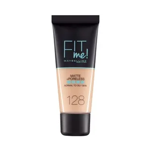 Maybelline Fit Me! Tono 128  Fondo de Maquillaje con Acabado Mate, para Pieles Normales a Grasas.