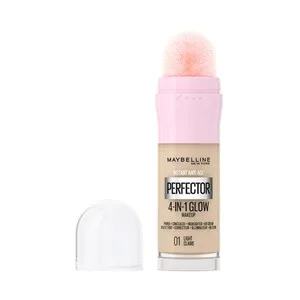 Maybelline Instant Perfector Glow 4 en 1  Tono 01 Light Claire. Base de Maquillaje con Acabado Natural.