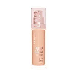 Maybelline Lifter Plump & Glow Tono 102 Base de Maquillaje Fundente con FPS 15.