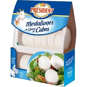 Medallones de Queso Francés de Cabra Elaborados con Leche Pasteurizada 12 Unidades  President 200 G