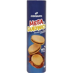 Mega Sandwich Rellena Chocolate 500 Gr