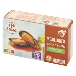 Mejillón en Escabeche 8/12 Extra Carrefour sin Gluten 69 G.