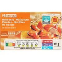 Mejillón en Escabeche de Galicia 14/18 Eroski, Lata 111 G