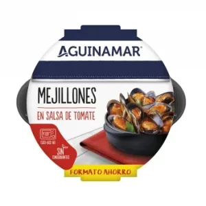Mejillones en Salsa de Tomate Aguinamar, Bandeja 900 G