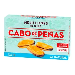 Cabo de Peñas Mejillones de Chile al Natural 13 / 18 Lata de 69 G.