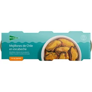 Mejillones de Chile en Escabeche sin Gluten 13-18 Piezas Pack 3 el Corte Ingles
