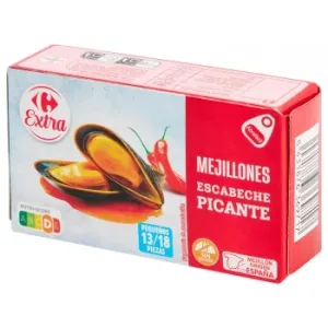 Mejillones en Escabeche Picante 13/18 Extra Carrefour sin Gluten 69 G.