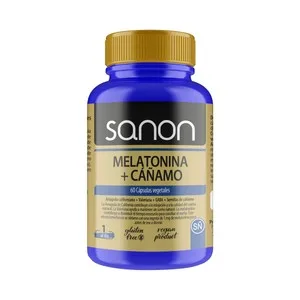 Sanon Melatonina + Cáñamo (amapola Californiana, Valeriana, Gaba y Semillas de Cáñamo) 60 Cáp. 545 Gr 60 UD