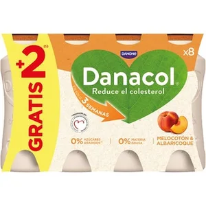 Melocotón y Albaricoque Desnatado 0% M.g 0% Azúcares Añadidos Pack 8 sin Gluten Danone Danacol