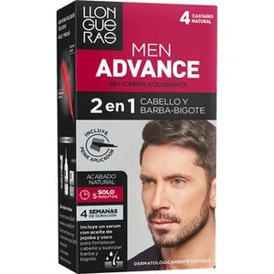 Men Advance Gel Crema Colorante 2 en 1 Cabello y Barba Nº 4 Castaño Natural Llongueras