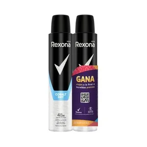 Rexona Men Cobalt Dry Desodorante en Spray para Hombre con Efecto Piel Seca 2 X 200 Ml. 400 ML