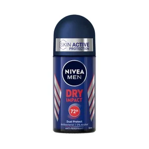 Nivea Men Dry Impact Desodorante Roll On para Hombre con Protección Anti Transpirante hasta 72 Horas 50 Ml.
