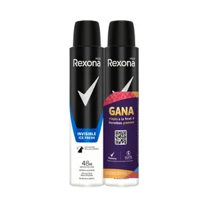 Rexona Men Invisible Ice Desodorante en Spray para Hombre, sin Alcohol y con Protección Anti Manchas 2 X 200 Ml. 400 ML