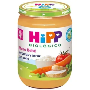 Menú Bebé Tarrito de Verduras y Arroz con Pollo Ecológico sin Gluten desde los 4 Meses Hipp Biologico