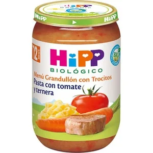 Menú Grandullón Tarrito de Pasta con Tomate y Ternera Ecológico desde 12 Meses Hipp Biologico