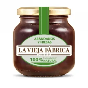 Mermelada de Arándanos y Fresas Cero Azúcar Refinado la Vieja Fábrica 280 G.