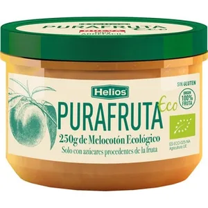 Mermelada de Melocotón Ecológico sin Glutren Solo con Azúcares Procedentes de la Fruta Helios Purafruta 250 G