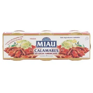 Miau Calamares en Salsa Americana (trozos) 3 X 51 G. 153 G
