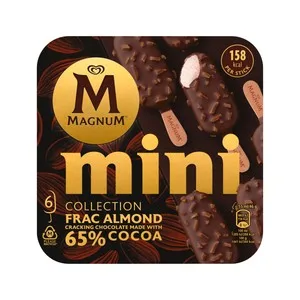 Magnum Mini Bombón de Helado de Nata con Chocolate Crujiente (65% Cacao) y Almendras Collection Frac Almond 6 X 55 Ml. 276 G