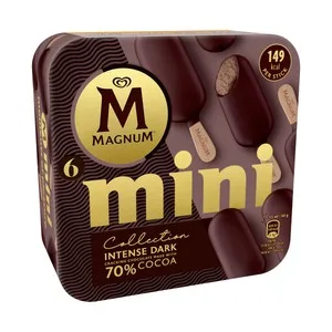 Magnum Mini Bombón Helado de Chocolate (70% Cacao) y Recubierto de Chocolate Crujiente Collection 6 X 55 Ml. 330 ML