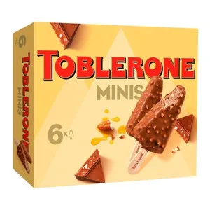 Toblerone Mini Bombón Helado de Chocolate y Miel Cubierto de Chocolate y con Leche y Trozos de Nougat 6 X 50 Ml. 300 ML