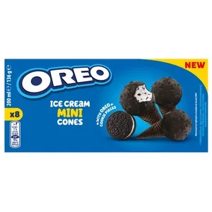 Oreo Mini Conos de Helado de Vainilla con Trozos de Galletas al Cacao 8 X 25 Ml. 200 ML