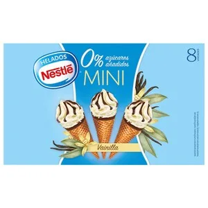 Nestlé Mini Conos de Vainilla con Chocolate y sin Azúcares Añadidos 8 X 60 Ml. 480 ML