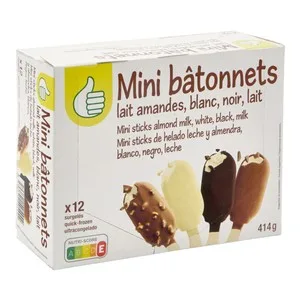 Producto Económico Alcampo Mini Helados de Vainilla Recubiertos de Diferentes Chocolates 12 X 50 Ml. 414 G