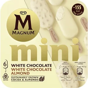 Mini Helados Surtidos Vainilla y Chocolate Blanco y Almendrado sin Gluten 6 Unidades Magnum