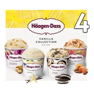 Häagen-dazs Mini Tarrinas de Helado de Vainilla con Caramelo, Cookies, o Nueces de Macadamia 4 X 100 Ml. 380 ML