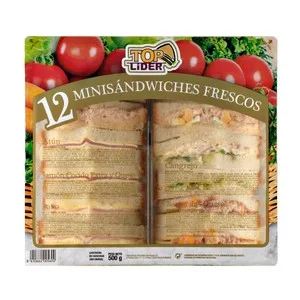 TOP Lider Mini Sandwiches Variados de Pan Blanco TOP Lider 10 Uds. 500 G