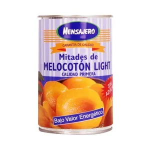 Mensajero Mitades de Melocotón en Almíbar sin Azúcar Añadido 240 G. Peso Neto Escurrido