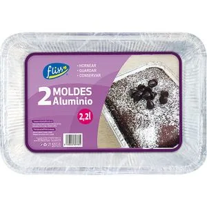 Molde Aluminio Rectangular, 2,2 L 2 u