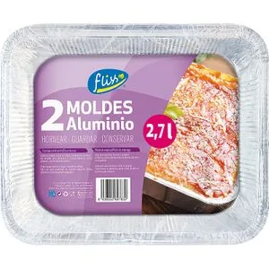 Molde Aluminio Rectangular, 2,7 L 2 u