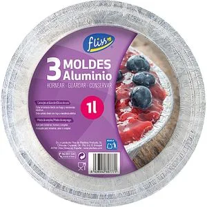 Molde Aluminio Redondo, 1 L 3 u