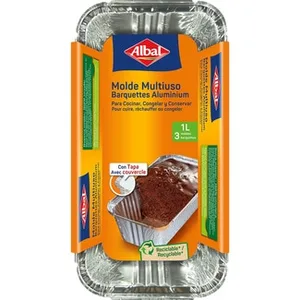 Molde de Aluminio Pastel con Tapa 1l 21x11 Cm  Albal 3 Unidades