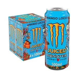 Monster Energy Juiced Mango Loco Bebida Energética con Sabor a Mango Pack de Lata 4 X 500ml 2000 ML