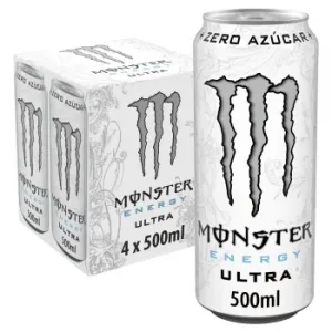 Monster Energy Ultra Bebida Energética sin Azúcar Pack 4 Latas 500 Ml.