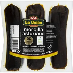 Morcilla Asturiana Ahumado con Horno de Leña 3 Piezas sin Gluten  la Union 400 G