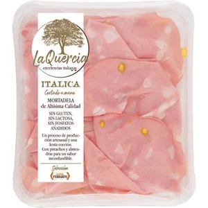 Mortadela en Lonchas Cortado a Mano Italica sin Gluten sin Lactosa la Quercia